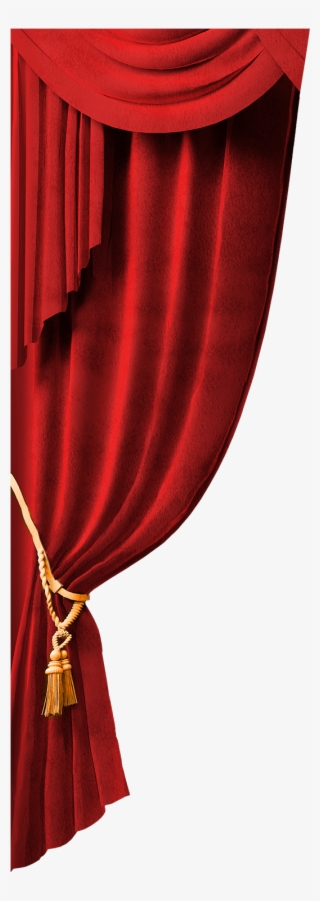 Left Drape Of Red Curtain - Theater Curtain