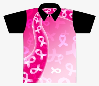 Dye Sublimated Jersey Style 0025 Pink White Ribbon - Polo Shirt