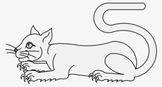 Domestic Cat Couchant Head Lowered - Illustration