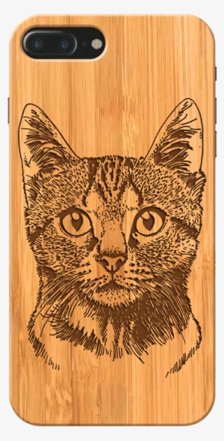 Cat Head Wooden Phone Case - Smartphone