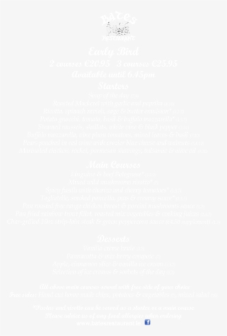 20180603 Early Bird Menu - Menu