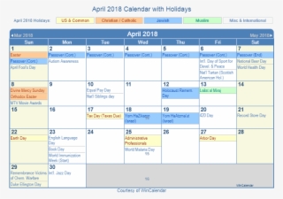 Holiday March 2019 Calendar