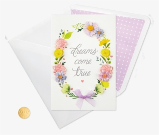 Dreams Come True Floral Wreath Congratulations Card - Greeting Card
