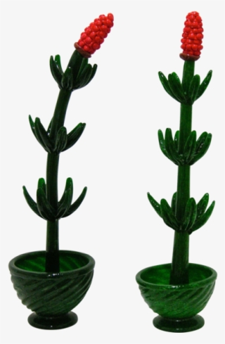 1980s Italian Pair Of Organic Green Murano Glass Potted - Flowerpot