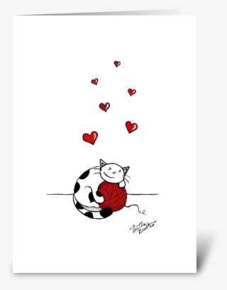 Cat Hugs Yarn - Cartoon