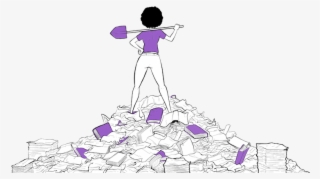 Student Holding A Shovel On A Pile Of Homework - Illustration