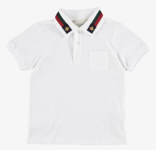 Picture Of Insect Applique & Stripe Collar Polo Shirt - Gucci Baby Polo Shirt