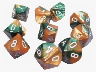 Opaque Dice D10 Gemini Gold Green White X10 - Figurine