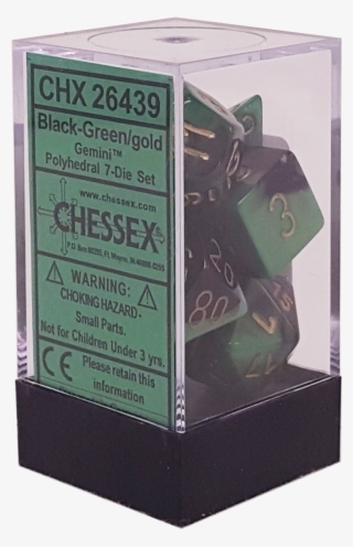 Gemini Black-green With Gold Polyhedral - Figurine