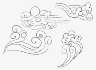 Linear Ink Element Auspicious Cloud Png And Psd - Line Art