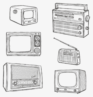 Television Hand Drawn Retro Tv - Sketch Of Tv Radio