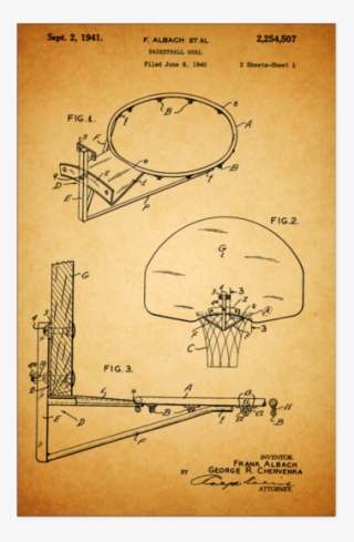 Basketball Hoop Patent Poster - Diagram
