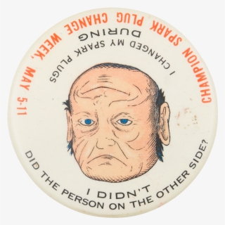 Spark Plug Two Face Event Button Museum - Label