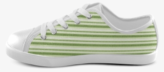 Dark And Light Green Stripes Two Face Canvas Kid's - Skate Shoe