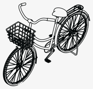 Free Clipart Of A Bicycle With A Basket - Isometric Bike Drawing