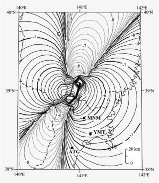 Distribution Of Static Volumetric Strain Changes Associated - Line Art