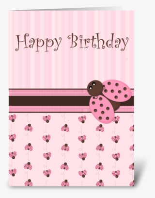 Pink & Brown Ladybug - Happy Birthday