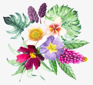 Illustration Beautiful Floral - Watercolor Tropical Flower Bouquet