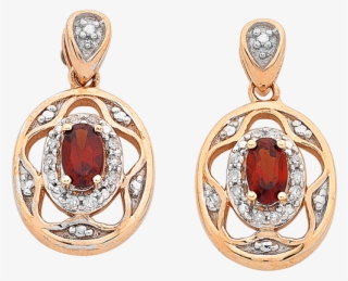 Rose Gold Garnet And Diamond Earrings - Earrings