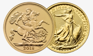 2018 Uk Full Sovereign & Britannia 1/4oz Gold Coin - Sovereign