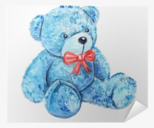 Cute Cartoon Watercolor Plush Toy Blue Bear Illustration - Watercolor Painting