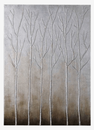 Picture- Sterling Trees 36x50 - Silver Trees Modern Wall Art | Metallic Bronze Oil