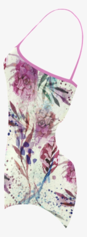 Watercolor Flowers Strap Swimsuit - Bikini