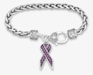 Crystal Purple Ribbon Lupus Awareness Silver Braided