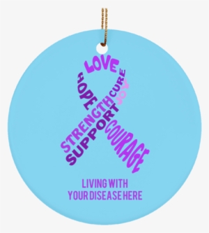 Customisable Purple Awareness Ribbon With Words Ceramic - Cross