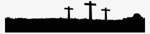 3 Crosses Silhouette Landscape Clipart Black And White - 3 Cross Clipart