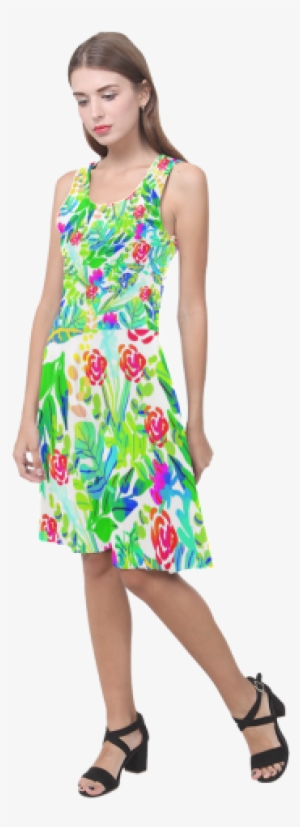 Cute Tropical Watercolor Flowers Atalanta Casual Sundress - Dress