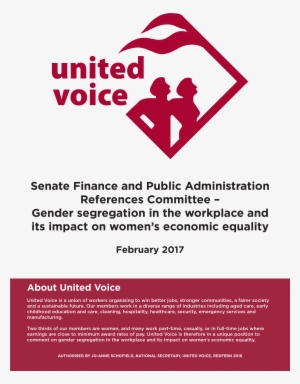 20170217 Gendersegregation Cover1 - United Voice Logo Png