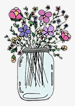 Flowers Tumblr Stickers Sticker - Mason Jar With Flowers Sticker