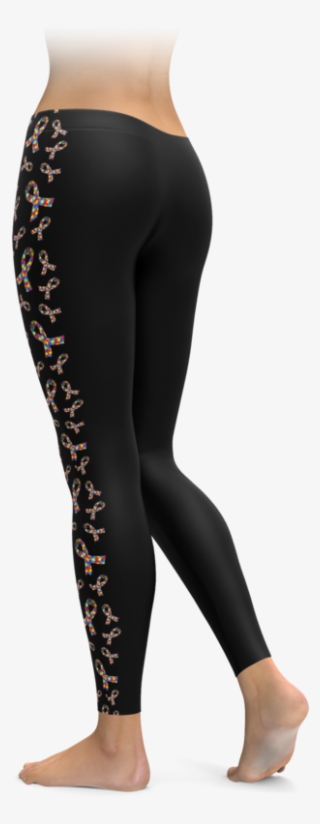 Autism Awareness Ribbon Side Stripe Leggings - Leggings