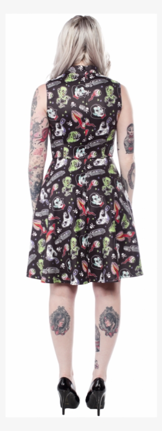 Women`s Sourpuss Ghastly Ghouls Cadet Dress - Fashion Model