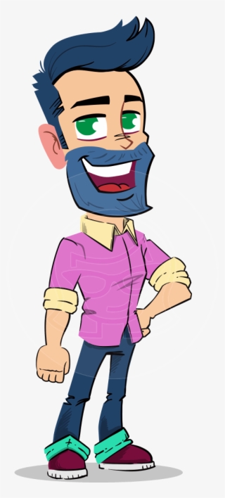 Simple Style Cartoon Of A Man With Beard - Cartoon