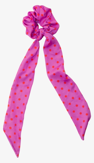 Purple And Orange Polka Dot Silk Hair Pony Scarf Scrunchie - Polka Dot