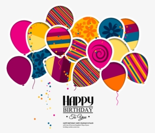 Vector Wedding Greeting Birthday Invitation Cake Balloons - Happy Birthday Balloons And Cake Background