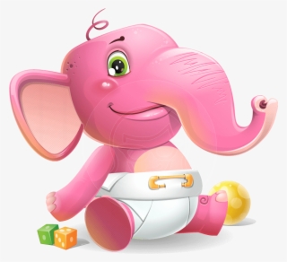 Baby Elephant Vector Cartoon Character - Cartoon