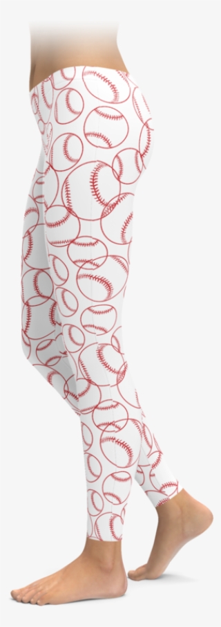 White Baseball Outline Leggings - Leggings