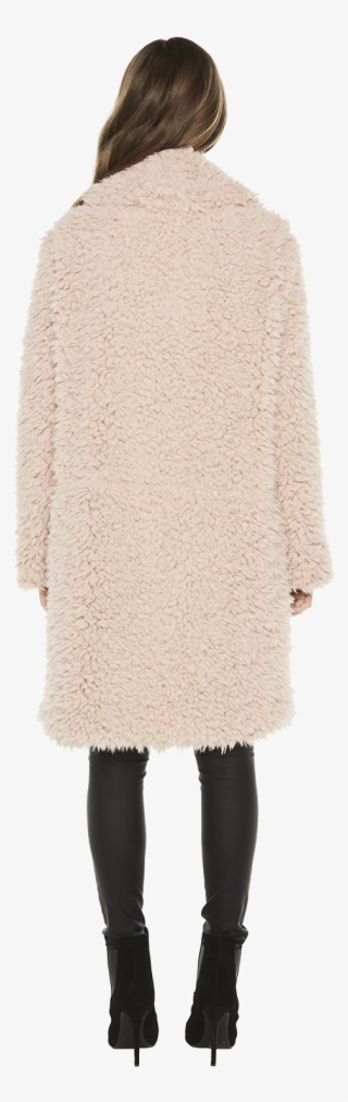 Faux Fur Coat In Colour Pale Mauve - Knee-high Boot