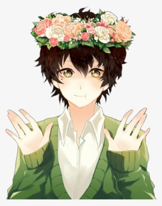#anime #animeboy #uke #flower #kawaii #flowerboy - Cute Anime Boy Png