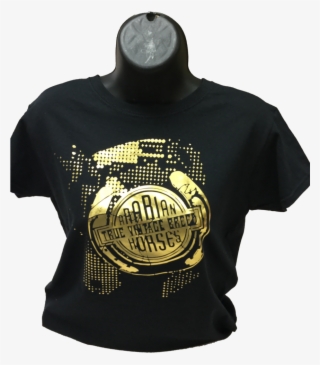 Ladies Fitted Black Shirt/ Gold Foil True Vintage Breed - Emblem