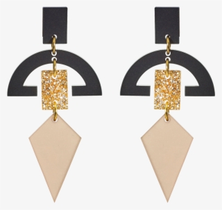 Half Moon Drops Nude & Glitter - Earring