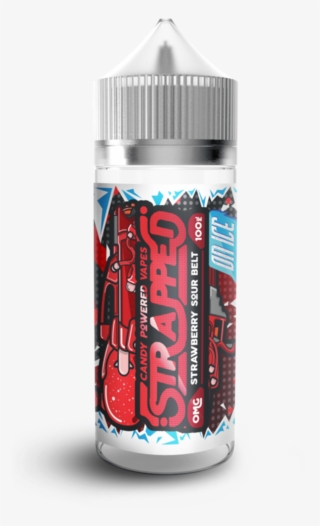 Strawberry Sour Belts On Ice E-liquid By Strapped 100ml - Water Bottle
