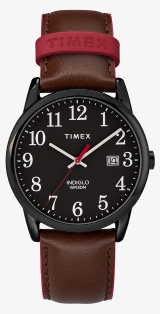 Easy Reader Color Pop 38mm Leather Strap Watch Black/brown - Timex Tw2r62300