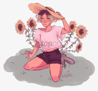 Free Png Sunflower Png Tumblr Png Image With Transparent - Aesthetic Sunflower Girl Drawing