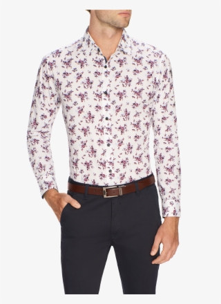 White Blanc Slim Floral Print Shirt - Formal Wear