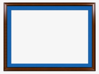 A Walnut With Bead Picture Frame With Blue Mat - Picture Frame