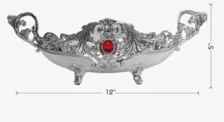Centre Boat With Ruby-stone,buy Amazing Centre Silver - Illustration